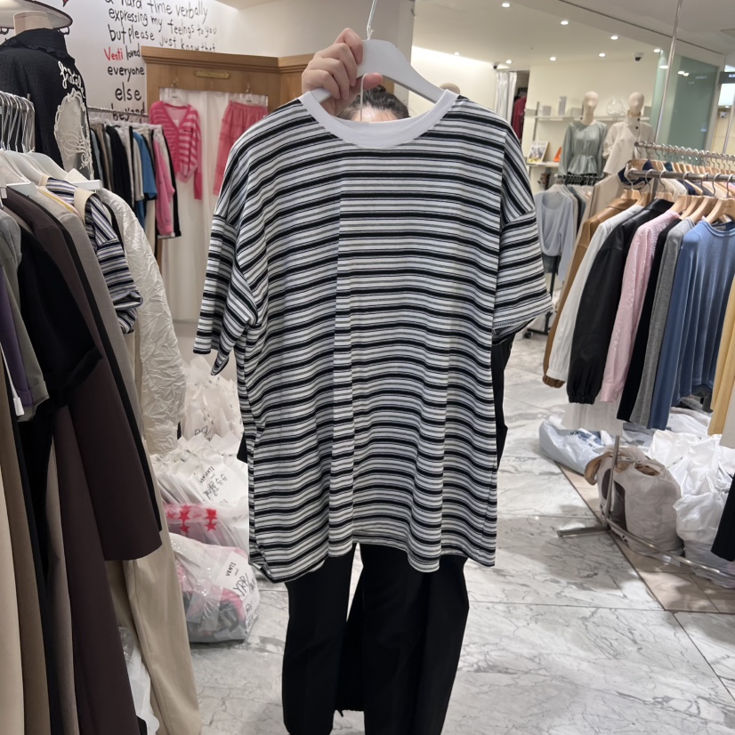 URBANE cloth韓國直郵女裝新款休閑職業真品時尚25春夏T恤條紋URBANE clothT恤圖色3