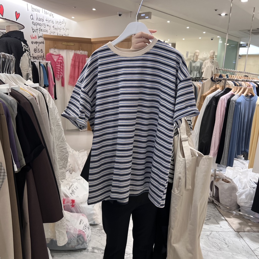 URBANE cloth韓國直郵女裝新款休閑職業真品時尚25春夏T恤條紋URBANE clothT恤圖色4