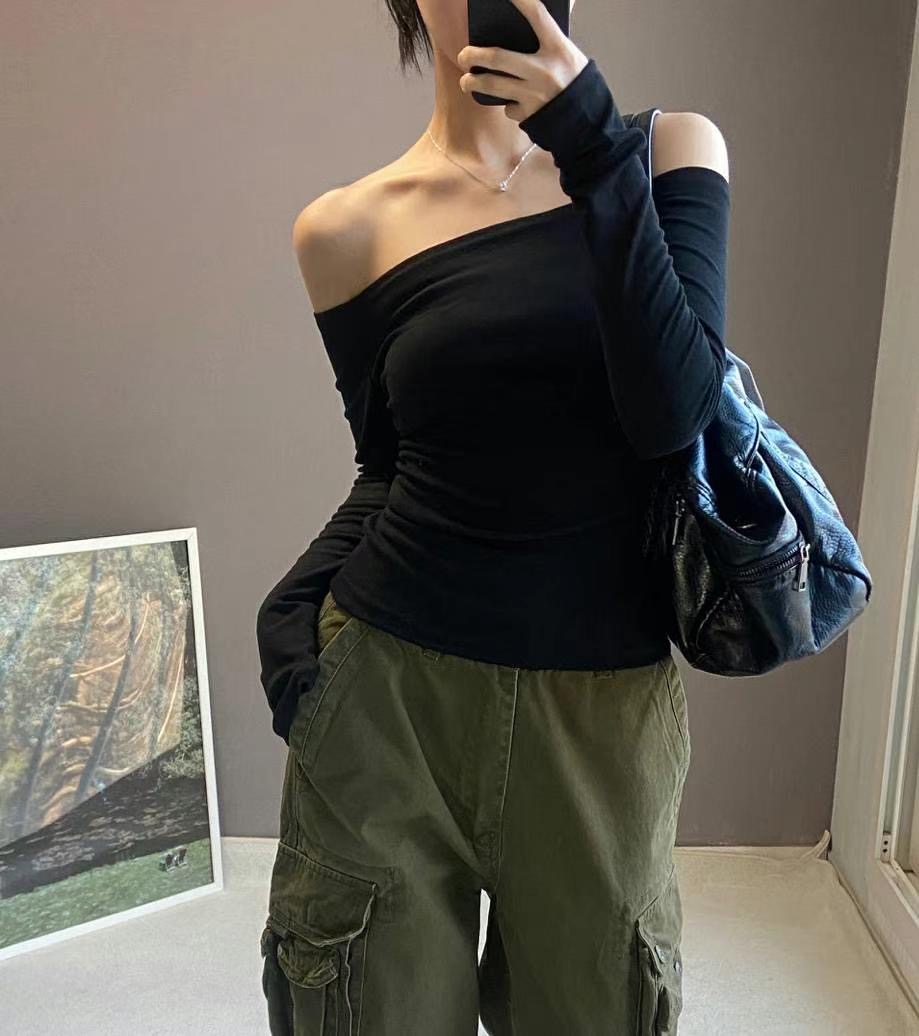 BUSTLING東大門代購女裝新品時尚休閑熱賣25春夏真品長袖T恤BUSTLING長袖T恤圖色2