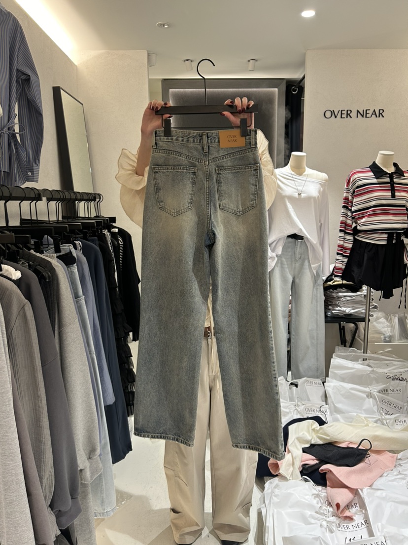 OVER NEAP韓國代購女裝新品休閑人氣職業25春夏時尚牛仔褲OVER NEAR牛仔褲
