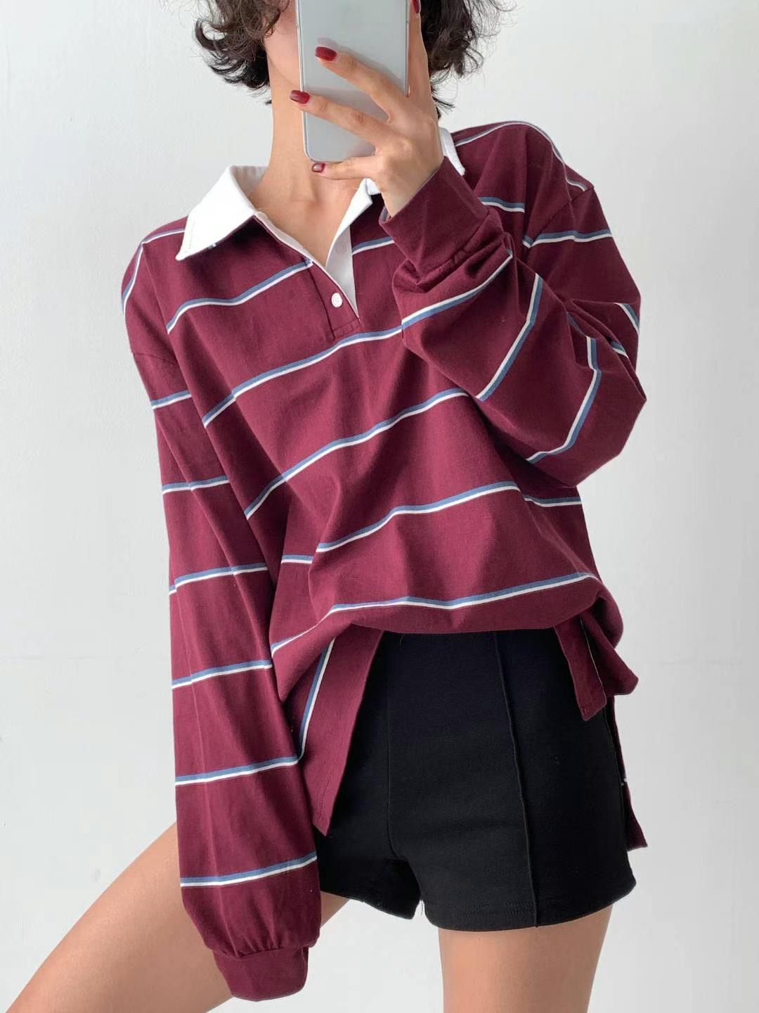 BUSTLING韓國代購女士新品25春夏休閑時尚熱賣真品職業長袖T恤BUSTLING長袖T恤