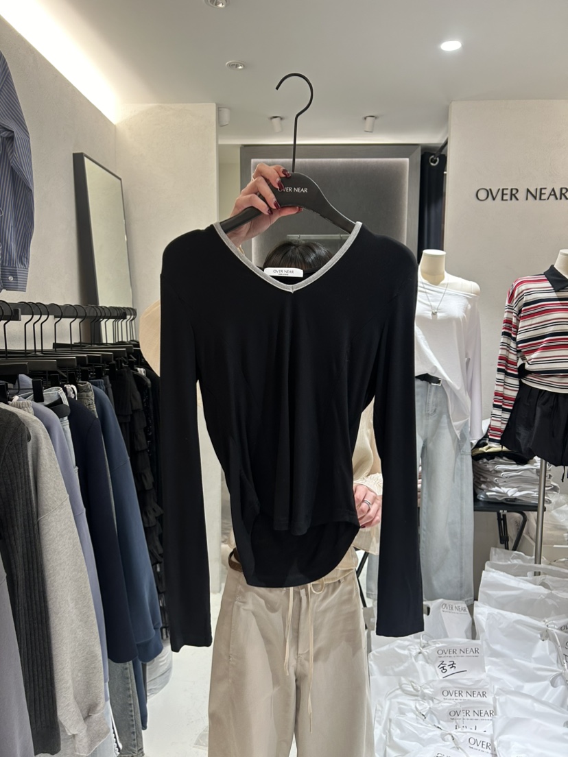 OVER NEAP東大門代購女裝新品時尚熱賣真品25春夏長袖T恤連帽OVER NEAR長袖T恤圖色3