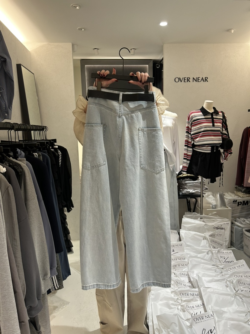 OVER NEAP韓國代購女裝新品時尚職業25春夏真品人氣牛仔褲OVER NEAR牛仔褲