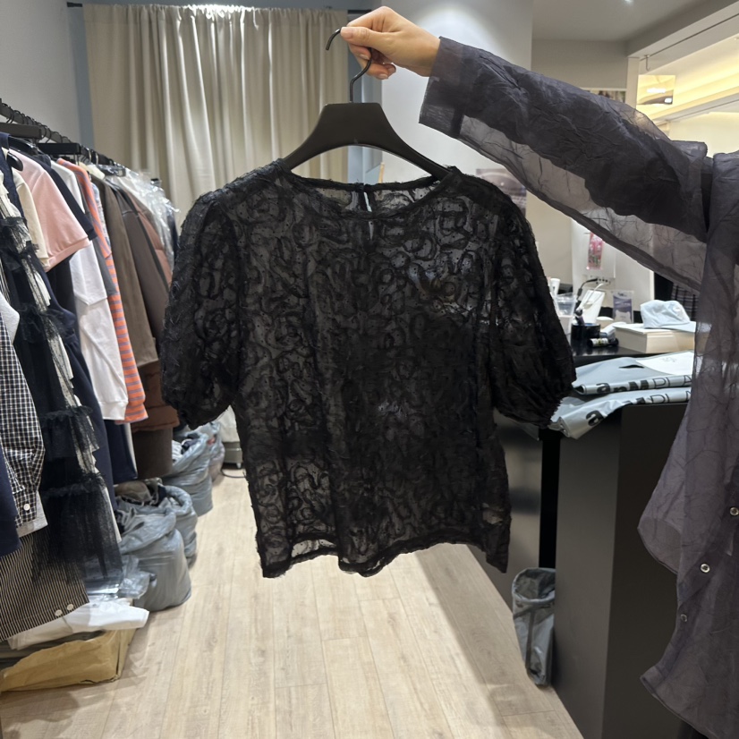 SOFTNESS韓國直郵女裝新品時尚職業25春夏真品休閑襯衫蕾絲衫Softness/Cosmic襯衫/蕾絲衫圖色2