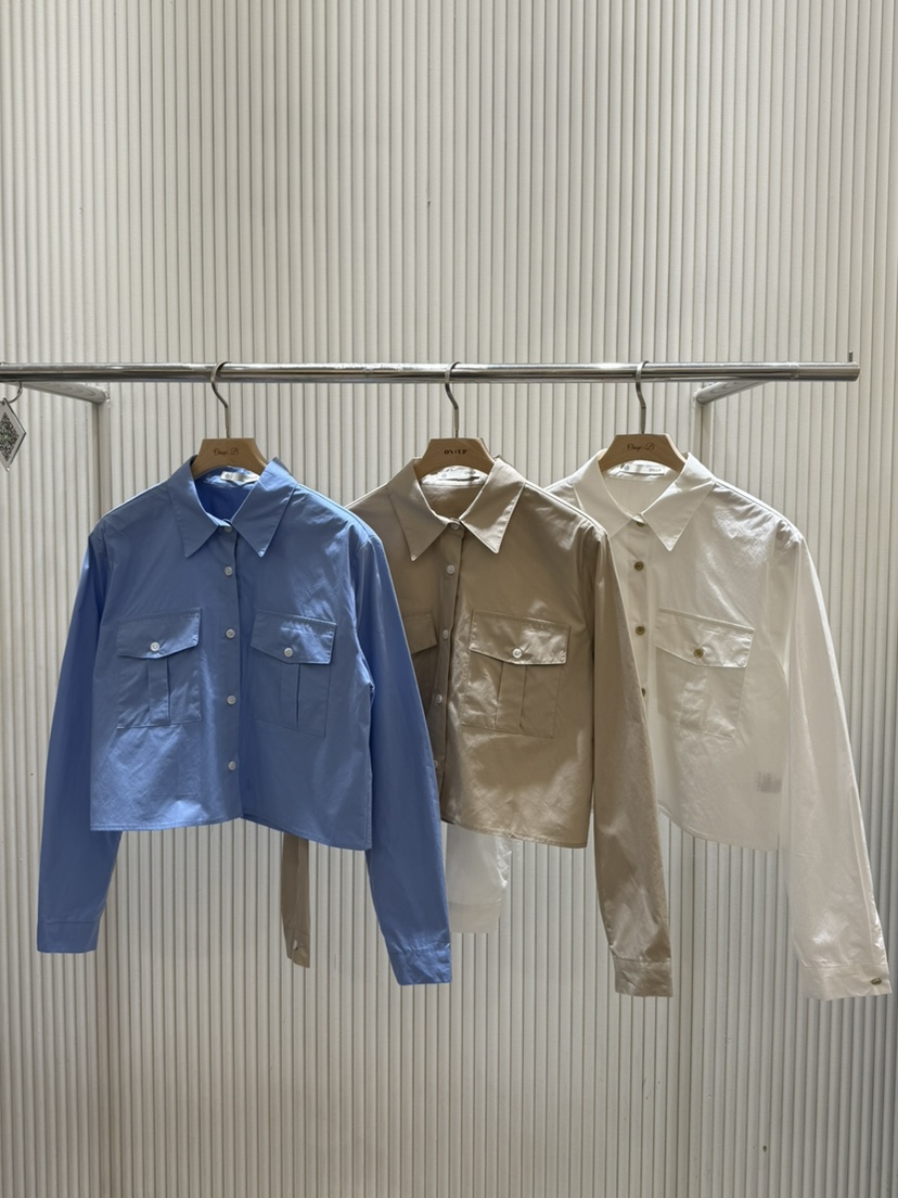 ON:UP韓國直郵女裝新品休閑25春夏推薦真品職業襯衫蕾絲衫口袋ON:UP襯衫/蕾絲衫