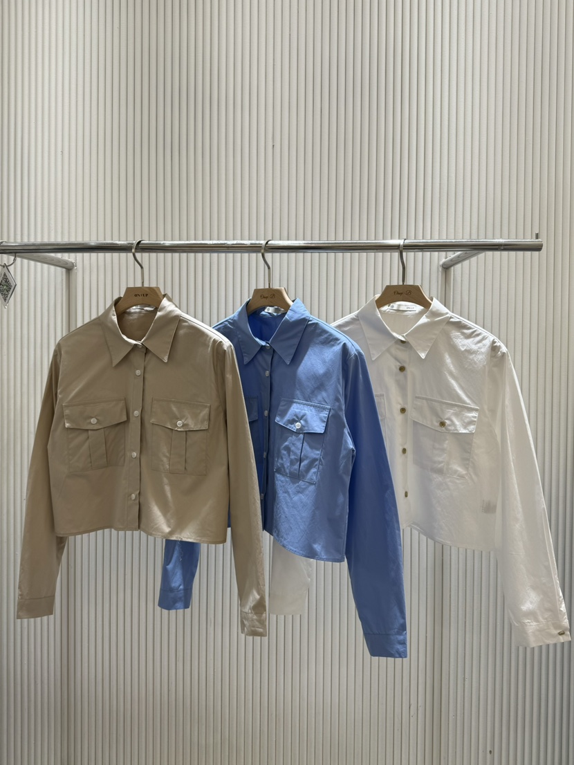 ON:UP韓國直郵女裝新品休閑25春夏推薦真品職業襯衫蕾絲衫口袋ON:UP襯衫/蕾絲衫