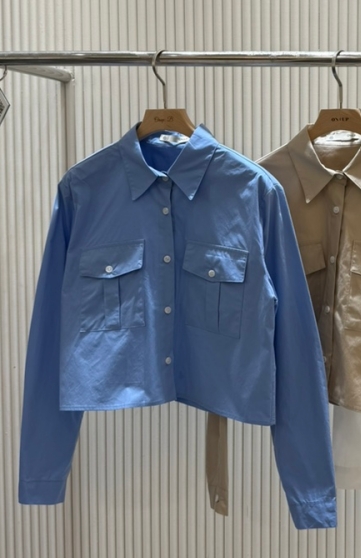 ON:UP韓國直郵女裝新品休閑25春夏推薦真品職業襯衫蕾絲衫口袋ON:UP襯衫/蕾絲衫圖色3