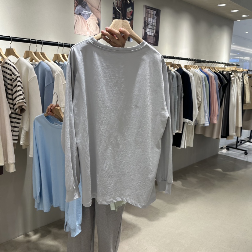 BOUTIQUE SEOUL-P韓國代購女士新品休閑人氣25春夏長袖T恤But ton/BOUTIQUE SEOUL長袖T恤