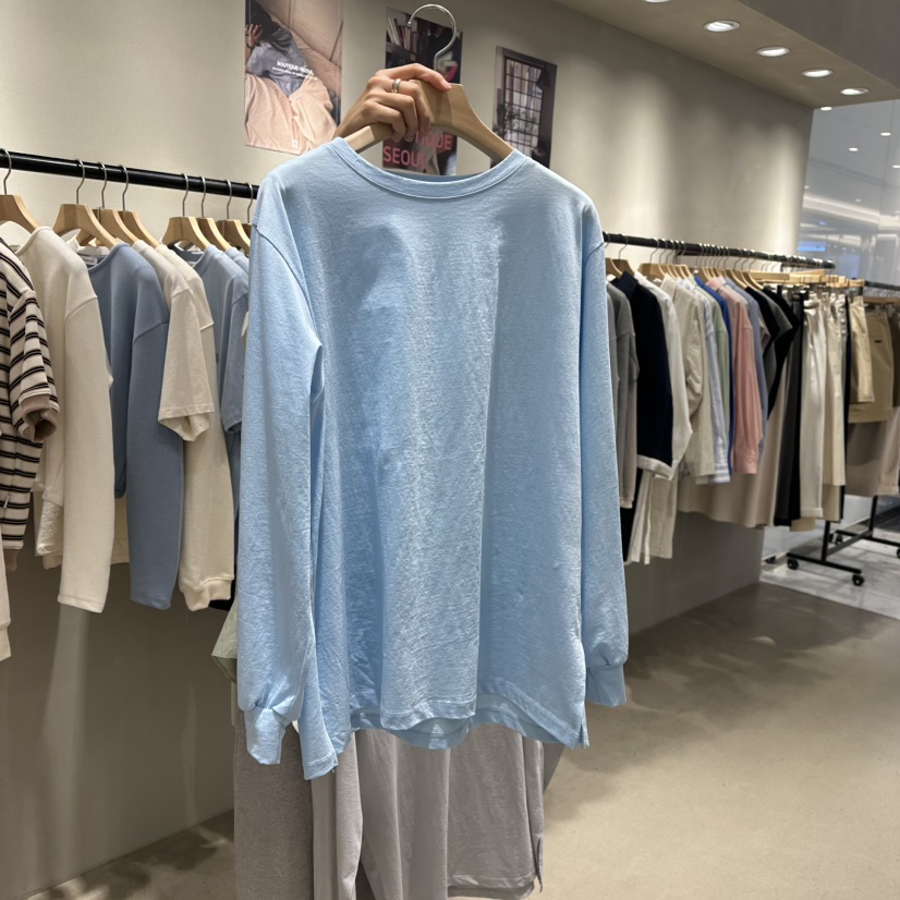 BOUTIQUE SEOUL-P韓國代購女士新品休閑人氣25春夏長袖T恤But ton/BOUTIQUE SEOUL長袖T恤圖色2
