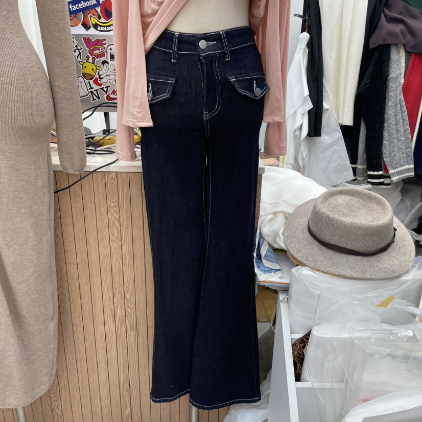 DELIGHT-Q東大門代購女士新款時尚真品25春夏休閑牛仔褲口袋DELIGHT-Q牛仔褲圖色1