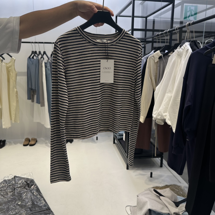 OSOO韓國代購女裝新品時尚休閑人氣職業25春夏真品熱賣長袖T恤OSOO長袖T恤