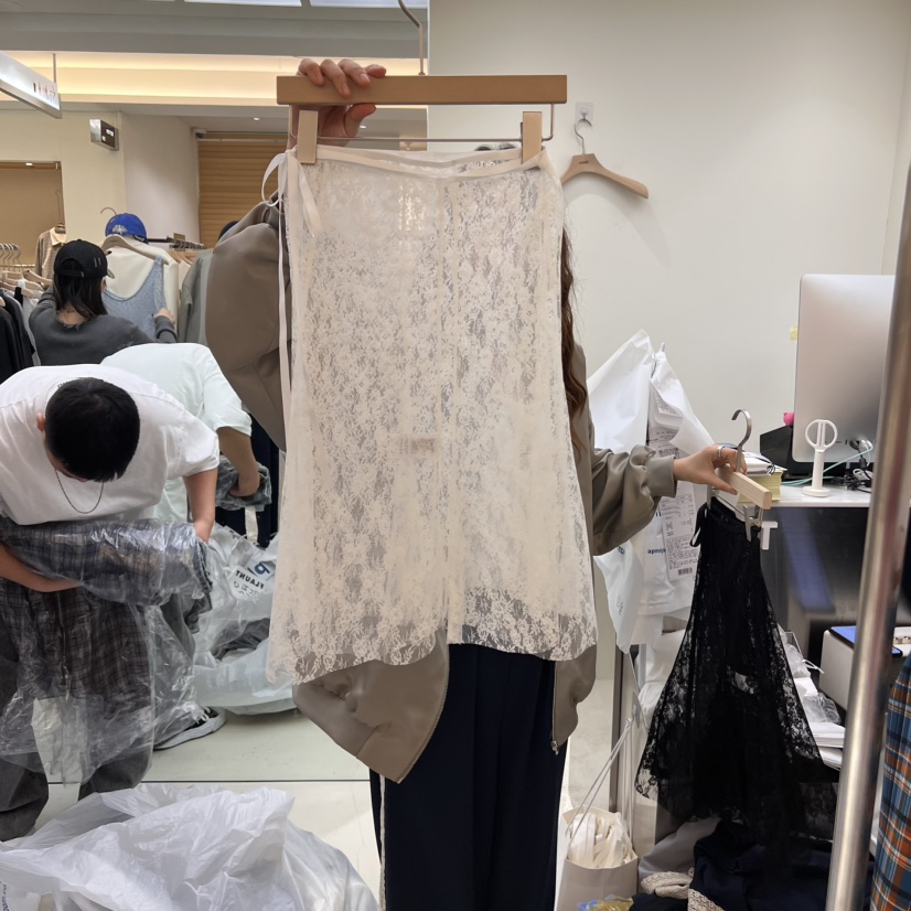 FLAUNT東大門代購女裝新款25春夏真品半身裙中短裙喇叭蕾絲FLAUNT半身裙/中短裙