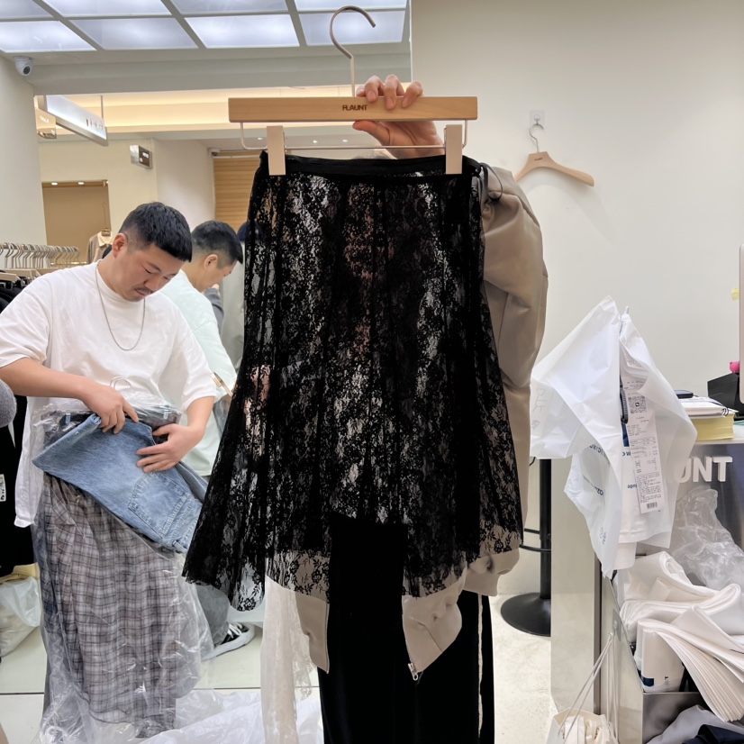 FLAUNT東大門代購女裝新款25春夏真品半身裙中短裙喇叭蕾絲FLAUNT半身裙/中短裙圖色2