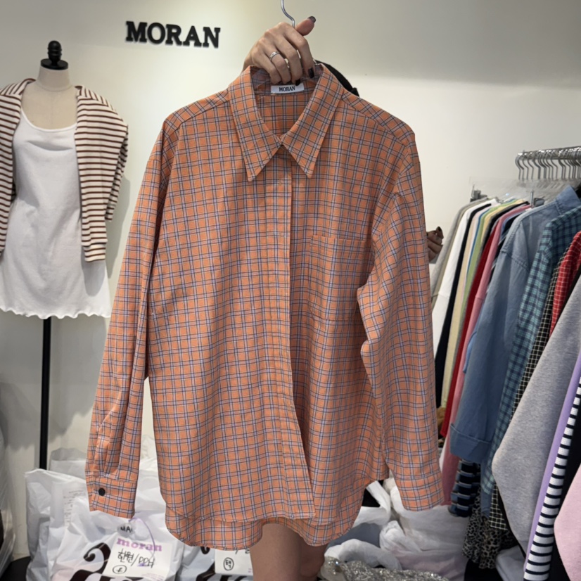 MORAN東大門代購女裝新品職業推薦人氣熱賣25春夏襯衫蕾絲衫格紋MORAN/MOSCO襯衫/蕾絲衫