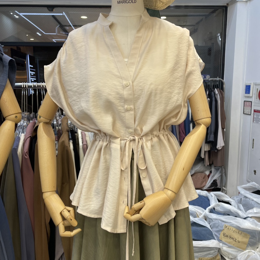 MARIGOLD東大門代購女裝新款25春夏時尚真品休閑襯衫蕾絲衫MARIGOLD襯衫/蕾絲衫