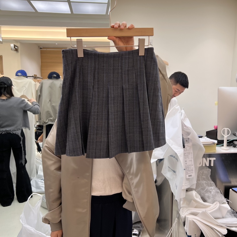 FLAUNT東大門實拍女裝新款休閑人氣時尚真品職業短裙格紋褶皺FLAUNT短裙