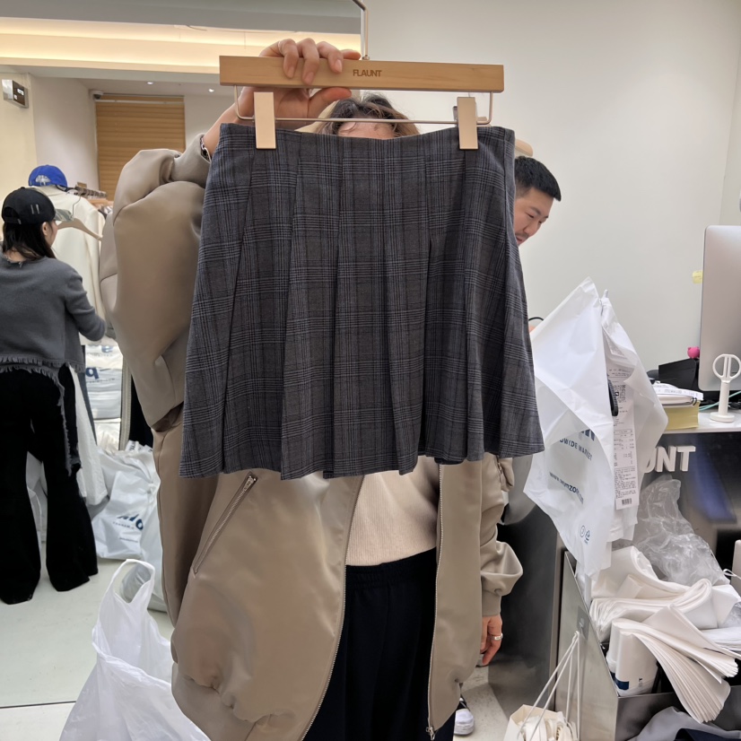 FLAUNT東大門實拍女裝新款休閑人氣時尚真品職業短裙格紋褶皺FLAUNT短裙圖色2