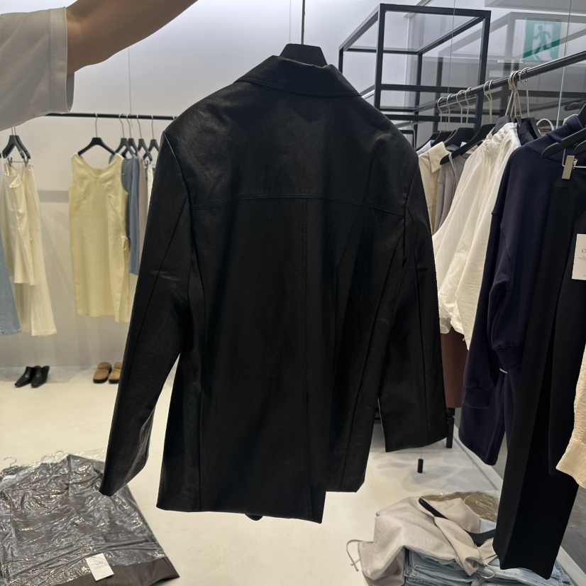 OSOO韓國代購女士新款人氣25春夏時尚休閑推薦真品職業皮衣OSOO皮衣