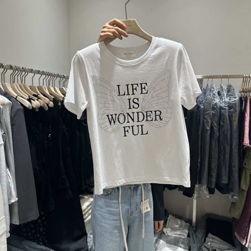 RE STYLE-Q韓國代購女士新款真品職業25春夏人氣休閑時尚T恤RE STYLET恤圖色2
