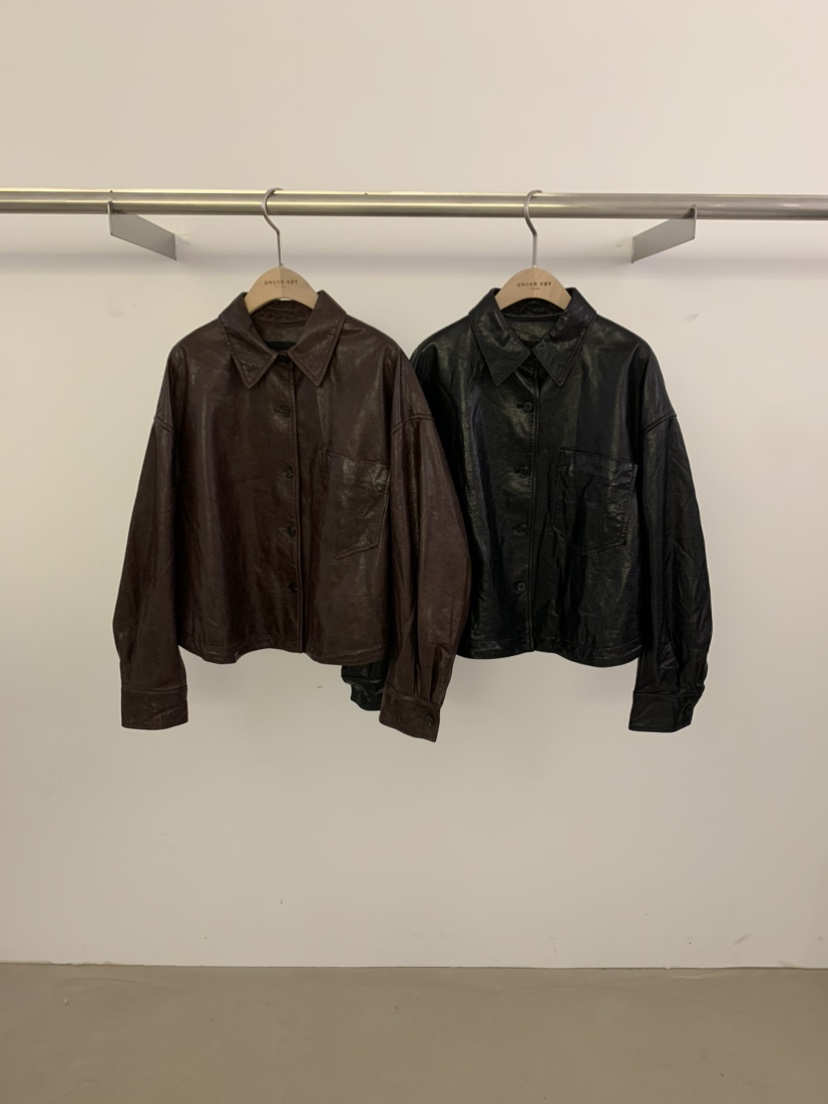 UNDER KEY東大門實拍女士新品25春夏熱賣推薦職業真品皮衣UNDER KEY皮衣