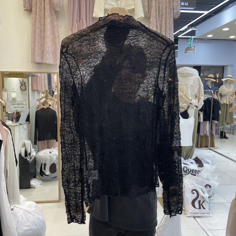 SYMPHONY韓國代購女裝新款25春夏真品人氣休閑襯衫蕾絲衫透視SYMPHONY襯衫/蕾絲衫