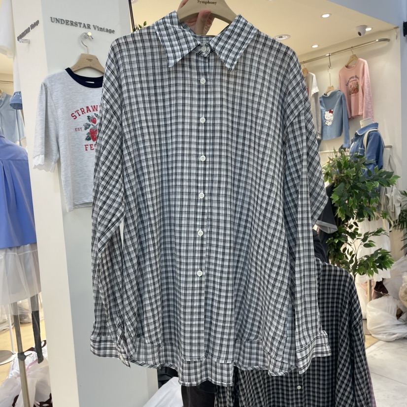 SYMPHONY東大門代購女士新品職業真品25春夏襯衫蕾絲衫格紋SYMPHONY襯衫/蕾絲衫圖色1