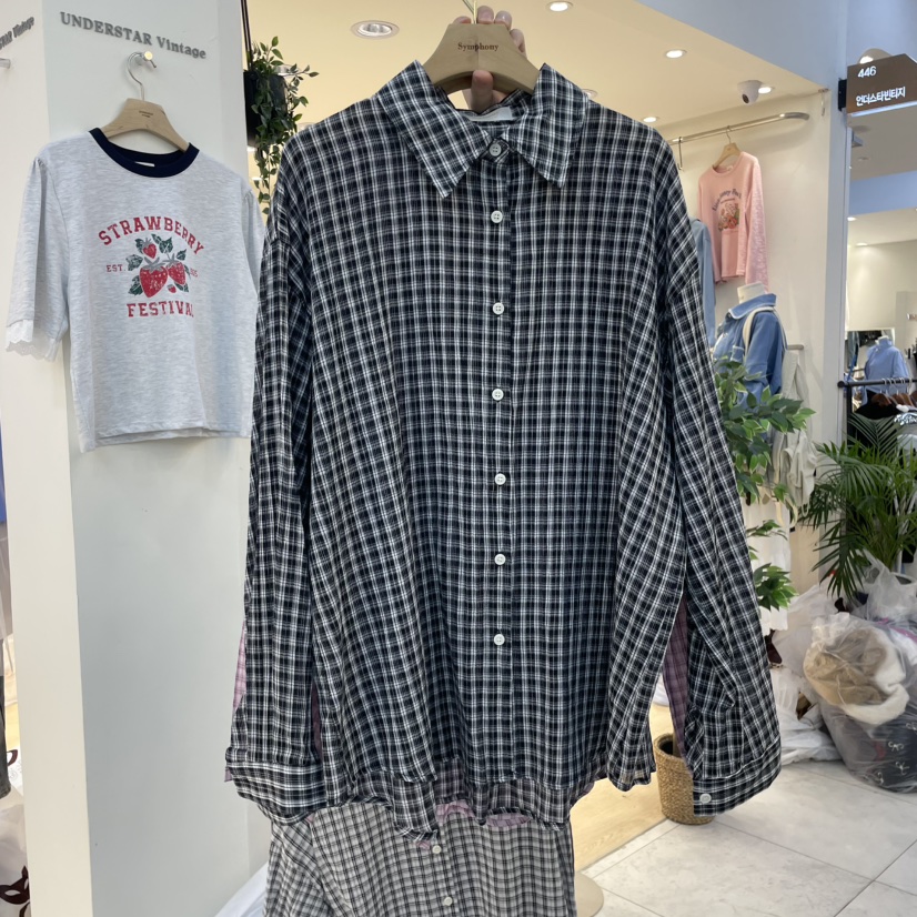 SYMPHONY東大門代購女士新品職業真品25春夏襯衫蕾絲衫格紋SYMPHONY襯衫/蕾絲衫圖色2