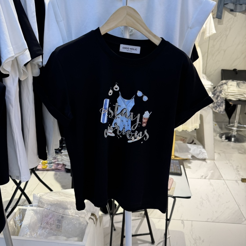 COCO HOLIC東大門實拍女士新品25春夏時尚真品休閑推薦T恤COCO HOLICT恤圖色2