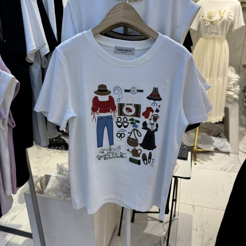 COCO HOLIC韓國直郵女士新款真品職業休閑推薦熱賣人氣T恤COCO HOLICT恤圖色1