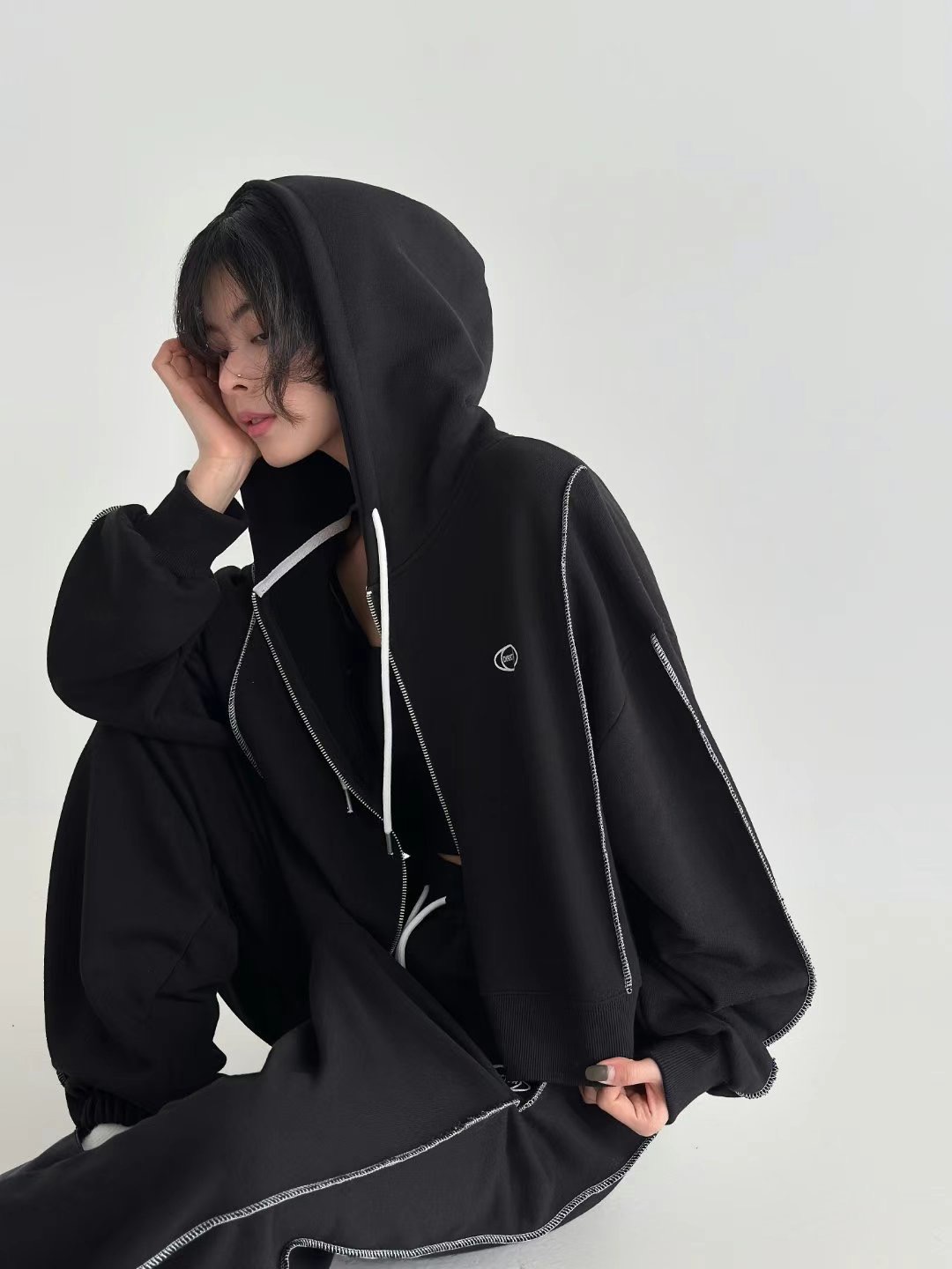 COOL CAT東大門直郵女裝新品時尚真品熱賣25春夏人氣衛衣拉鏈COOL CAT衛衣
