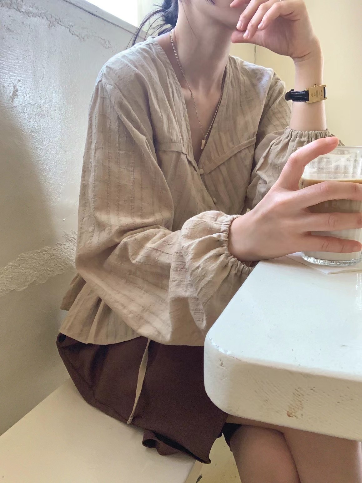POETE-OT東大門直郵女裝新款熱賣人氣推薦休閑職業襯衫蕾絲衫POETE襯衫/蕾絲衫