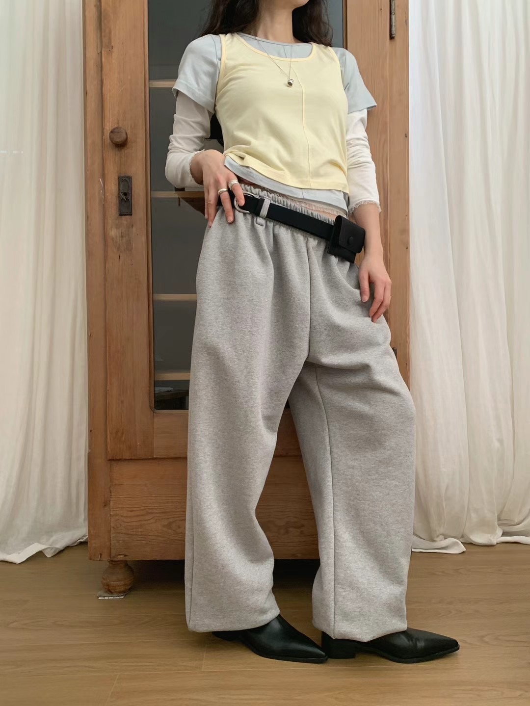 POETE-OT東大門代購女士新款25春夏真品休閑職業休閑褲腰帶POETE休閑褲