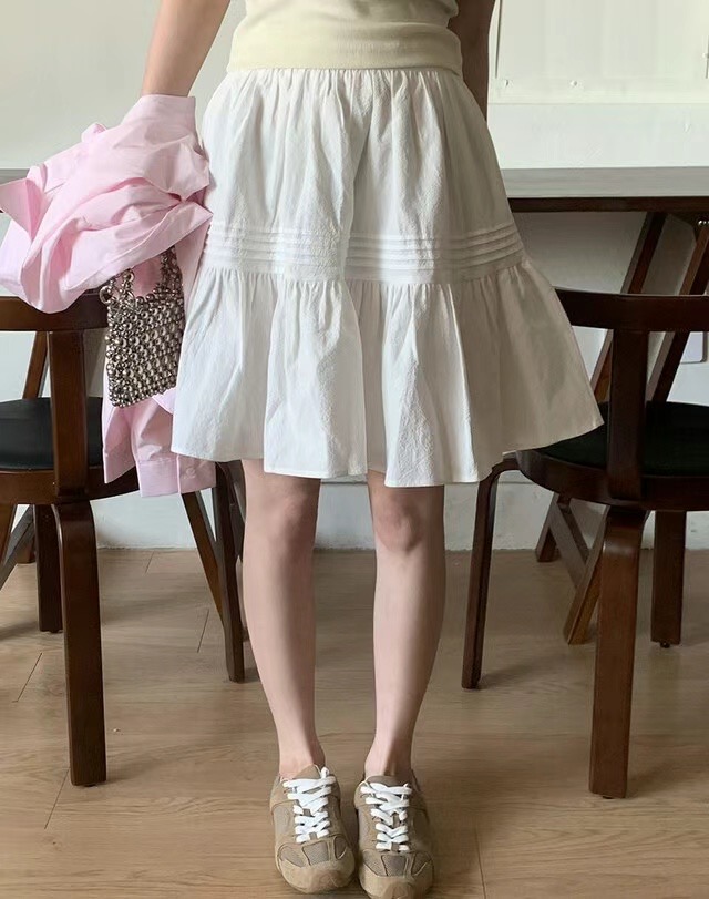 POETE-OT直郵韓國代購㊣女裝新品推薦時尚半身裙中短裙褶皺POETE半身裙/中短裙