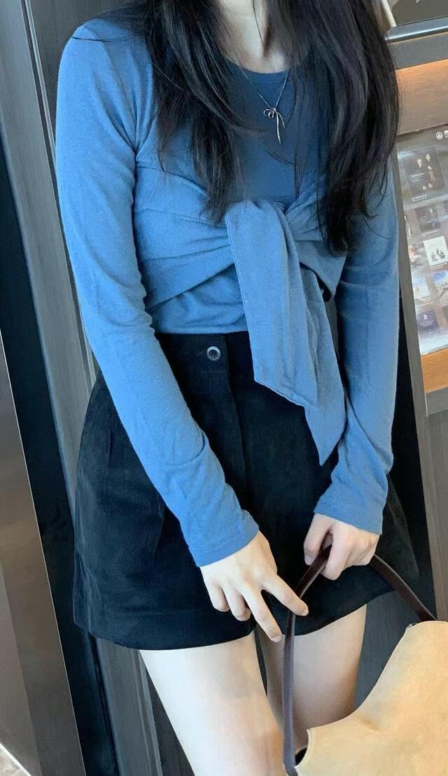 POETE-OT韓國直郵㊣女裝新款25春夏推薦長袖T恤安哥拉蝴蝶結POETE長袖T恤