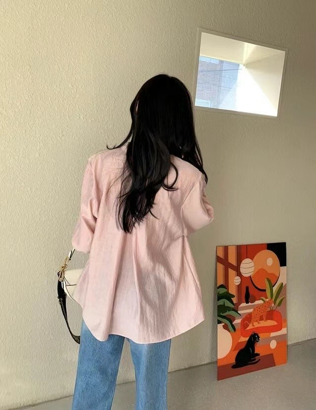 POETE-OT韓國直郵㊣東大門實拍女裝新款時尚25春夏襯衫蕾絲衫POETE襯衫/蕾絲衫