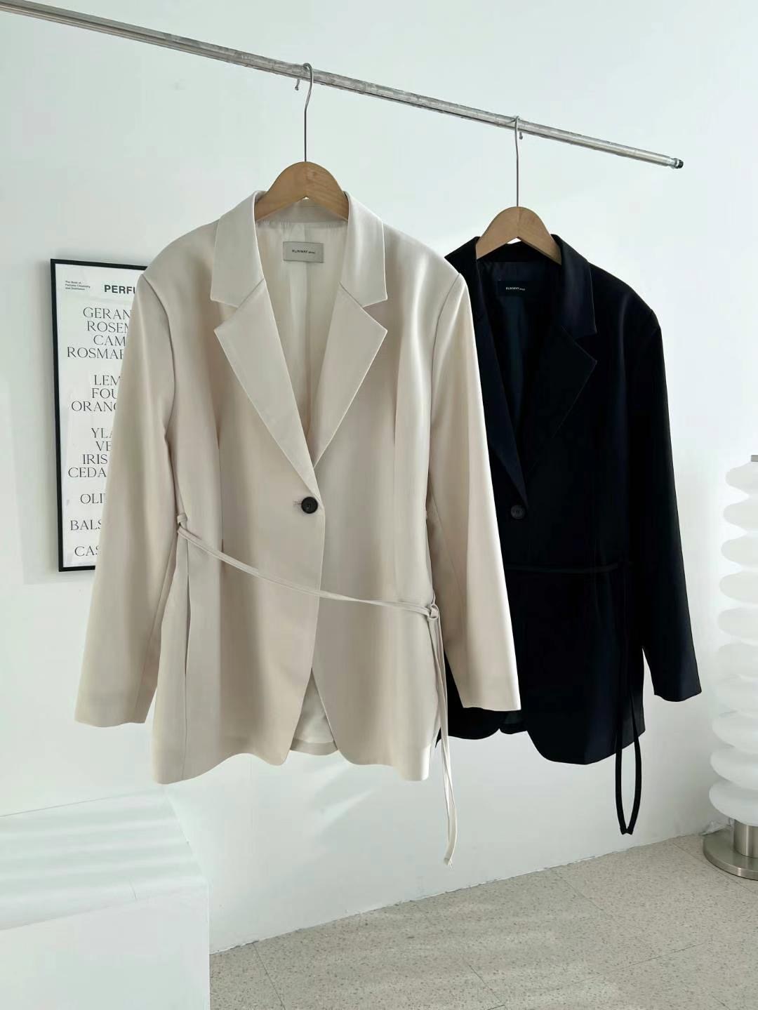 RUNWAY直郵韓國代購㊣女裝新品25春夏人氣職業推薦夾克含腰繩RUNWAY-OT夾克圖色2左二色