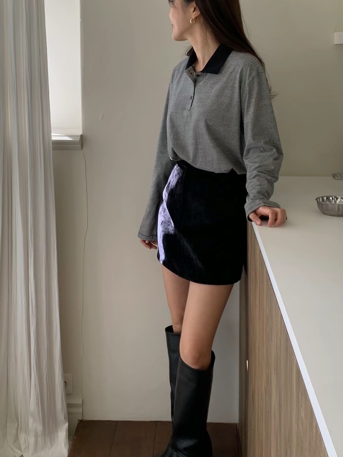 POETE-OT韓國直郵㊣東大門實拍女裝新款推薦時尚休閑長袖T恤POETE長袖T恤