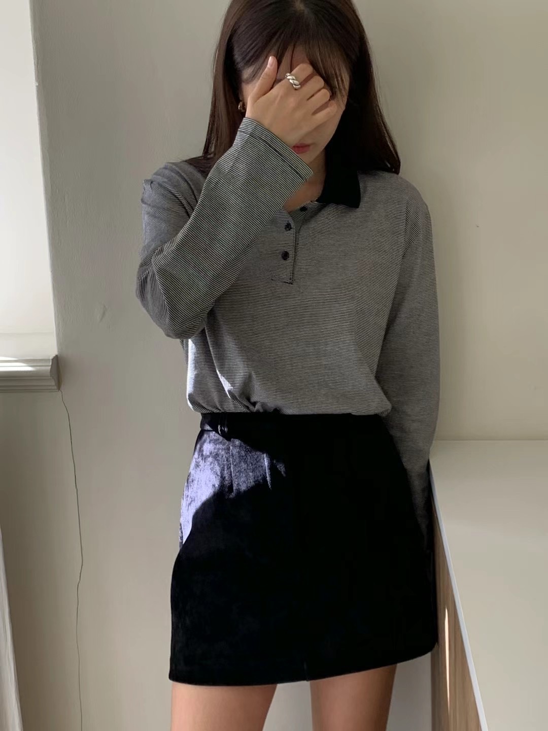POETE-OT韓國直郵㊣東大門實拍女裝新款推薦時尚休閑長袖T恤POETE長袖T恤圖色2