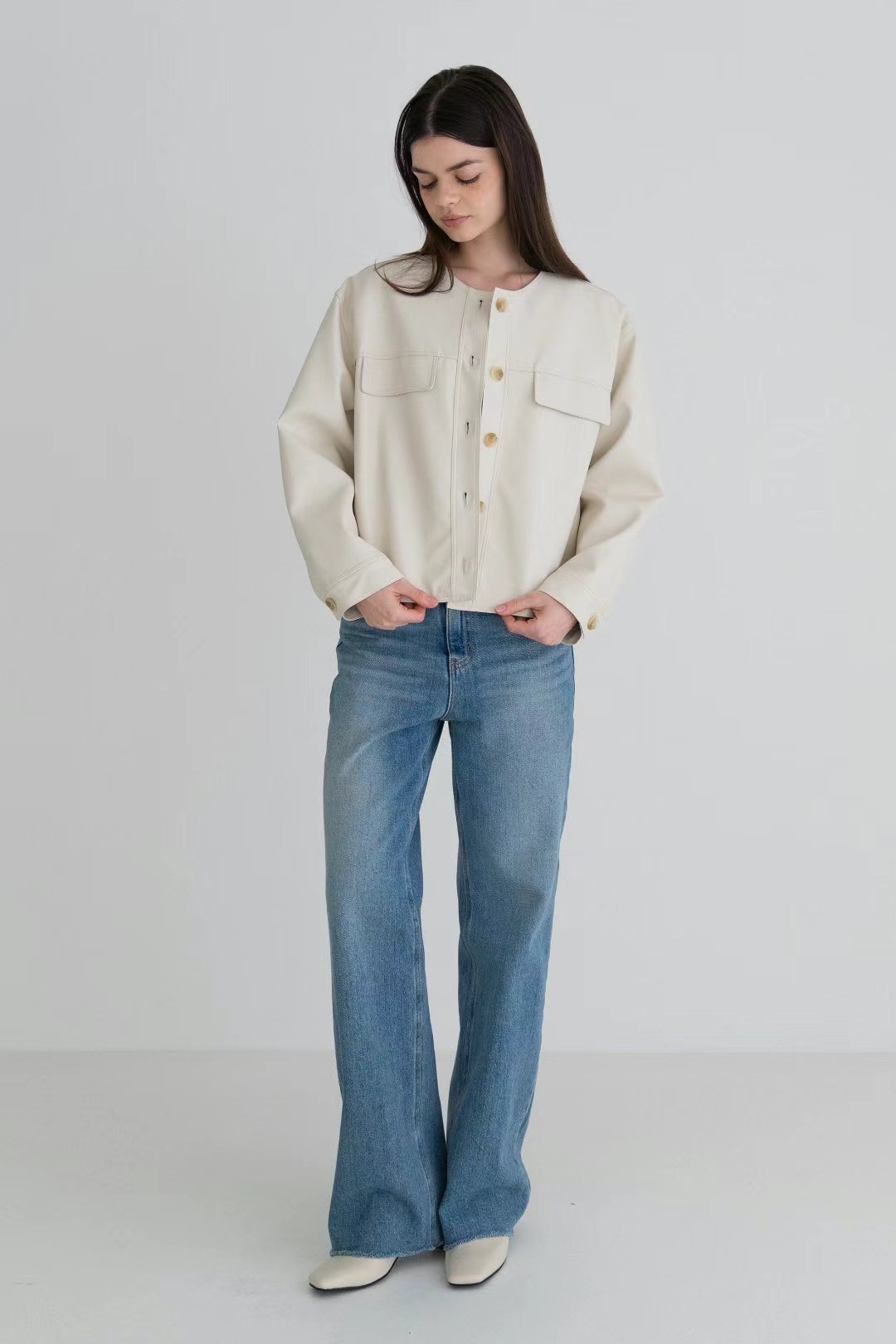 BARISTAR韓國直郵㊣東大門實拍女裝新品25春夏夾克口袋皮革BARISTAR夾克