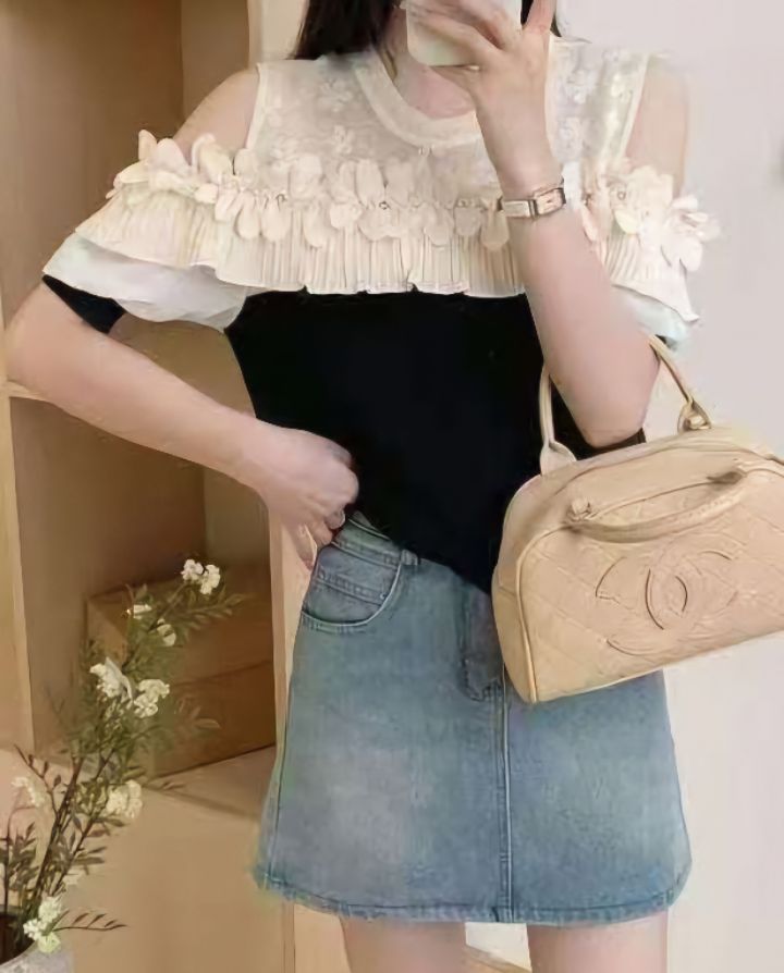 FEMME韓國㊣直郵東大門代購女裝新款職業休閑時尚襯衫蕾絲衫FEMME襯衫/蕾絲衫圖色2