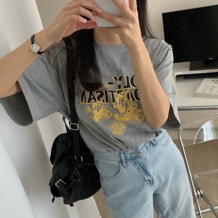 HELLO JINI韓國直郵㊣東大門實拍女裝新款人氣25春夏休閑T恤HELLO JINIT恤圖色2