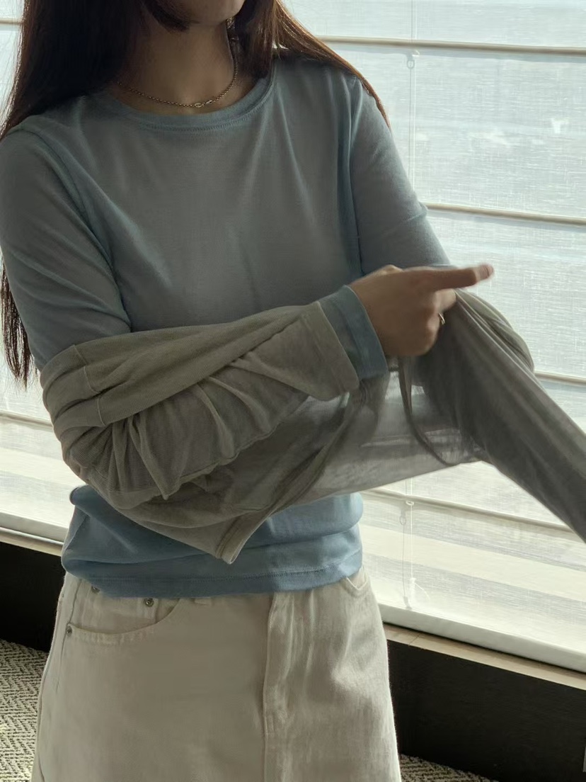TAF韓國直郵㊣女裝新品職業休閑人氣時尚25春夏長袖T恤天絲TAF長袖T恤