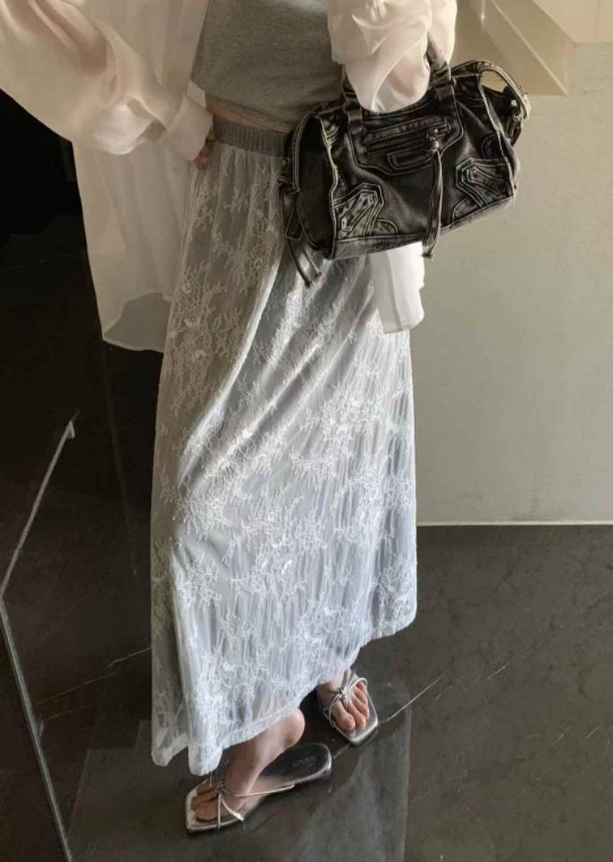 FEMME韓國直郵㊣東大門實拍女裝新品時尚職業休閑長裙蕾絲長款FEMME長裙