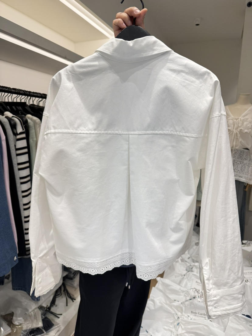 BIEN GARDER韓國㊣直郵東大門代購女裝新款25春夏襯衫蕾絲衫蕾絲BIEN GARDER襯衫/蕾絲衫