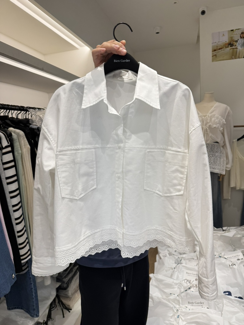 BIEN GARDER韓國㊣直郵東大門代購女裝新款25春夏襯衫蕾絲衫蕾絲BIEN GARDER襯衫/蕾絲衫圖色2