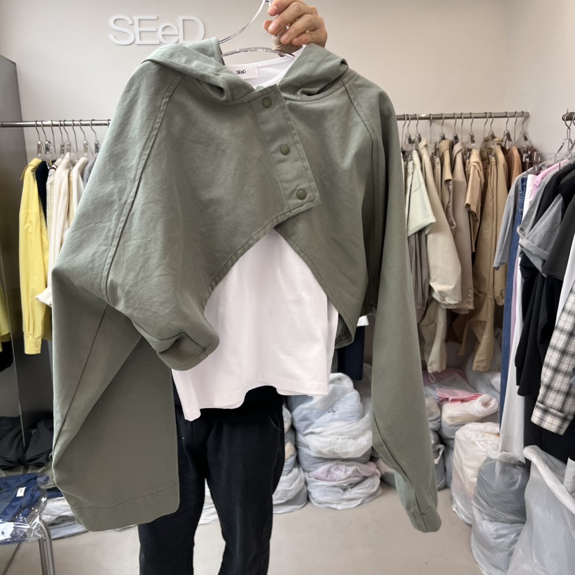 LEESEED-A韓國直郵㊣東大門實拍女裝新品熱賣夾克不含內搭連帽SEeD/LEESEED夾克圖色1