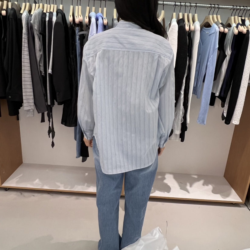 ALOT韓國直郵㊣東大門實拍女裝新品時尚25春夏襯衫蕾絲衫條紋A LOT襯衫/蕾絲衫