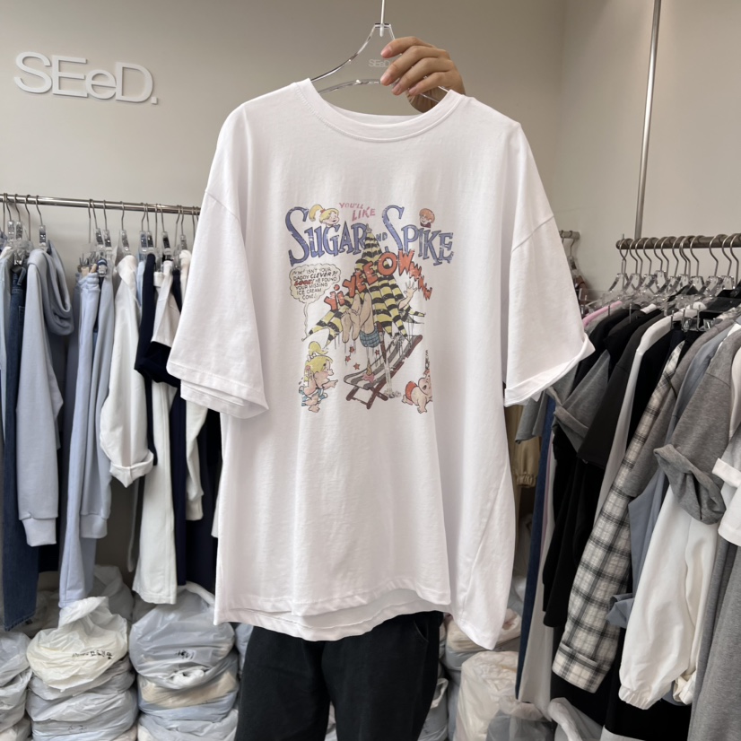 LEESEED-A直郵韓國代購㊣女裝新品熱賣25春夏休閑職業時尚T恤SEeD/LEESEEDT恤圖色2