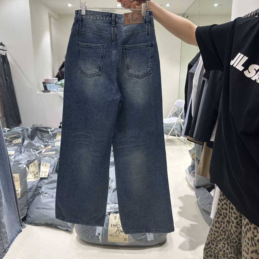 BES韓國直郵㊣女裝新品推薦休閑時尚人氣熱賣25春夏職業牛仔褲BES牛仔褲