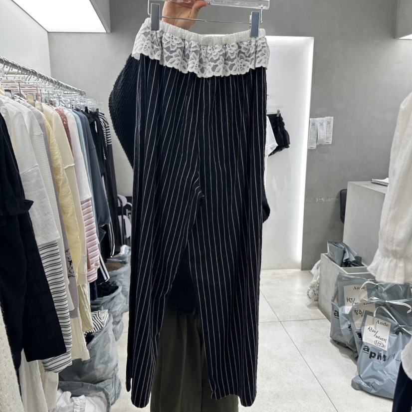 ANDE韓國㊣直郵東大門代購女裝新品推薦休閑時尚休閑褲蕾絲ANDE休閑褲